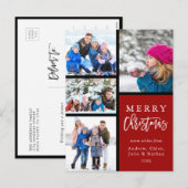 Red 4 Foto Collage Moderne frohe Weihnachten (Vorne/Hinten)