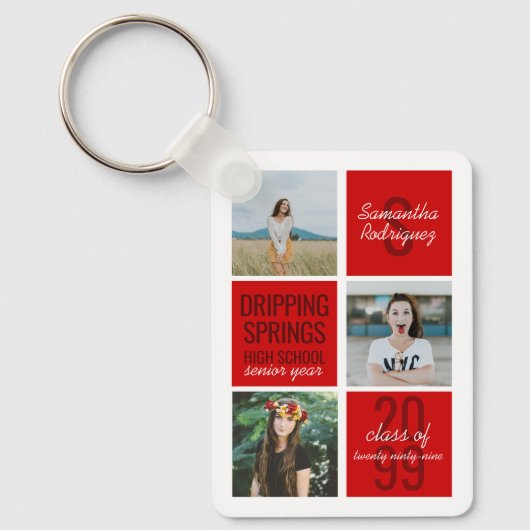 Red 4-Foto Fun Boxes Class Year Schlüsselanhänger (Vorderseite)
