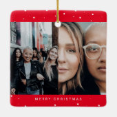 Red 4 Fotos Minimalistisch Snowfall School Keramikornament (Rückseite)