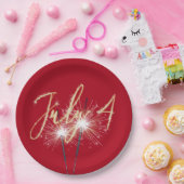 Red 4. Juli Sparklers Paper Plate Pappteller (Party)