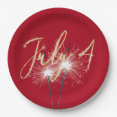 Red 4. Juli Sparklers Paper Plate Pappteller (Vorderseite)