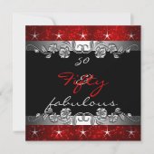 Red 50 & Fabulous 50. Geburtstagsparty Einladung (Vorderseite)