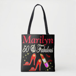 RED 50 UND FABULOUS PERSONALISIERT TOTE BAG TASCHE