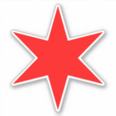Red 6-spitze Chicago Flag Star Vinyl Sticker (Vorderseite)