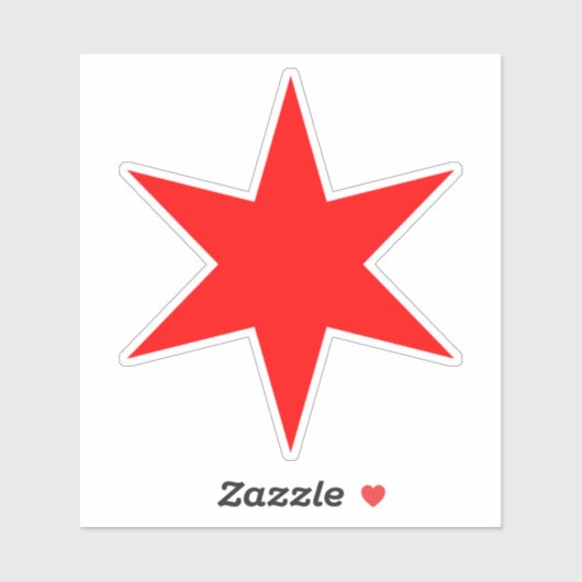 Red 6-spitze Chicago Flag Star Vinyl Sticker (Blatt)