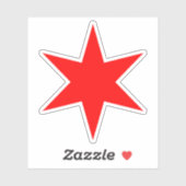 Red 6-spitze Chicago Flag Star Vinyl Sticker (Blatt)