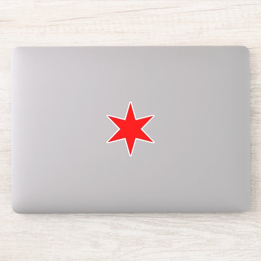 Red 6-spitze Chicago Flag Star Vinyl Sticker (Computer)