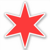 Red 6-spitze Chicago Flag Star Vinyl Sticker (Vorderseite)
