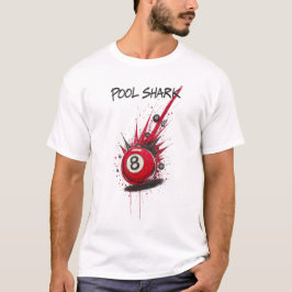 Red 8-Ball Pool Shark | Raw Sketch Art Style T-Shirt