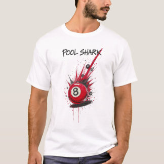 Red 8-Ball Pool Shark | Raw Sketch Art Style T-Shirt