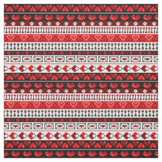 Red 8 Bit Liebe Herz Stoff (Muster)
