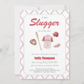 Red A Little Slugger Baby Dusche Einladung (Vorderseite)