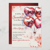 Red A Little Sweetheart Balloons & Bugbaby Dusche Einladung (Vorne/Hinten)