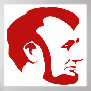 Red Abraham Lincoln Silhouette Poster