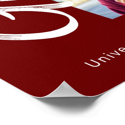 Red Abschluss 3 Foto Bold Arc Script Minimalistisc Poster (Ecke)