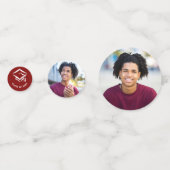 Red Abschluss 3 Foto Bold Script Cap Minimalistisc Konfetti (Rückseiten)