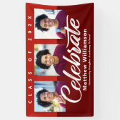 Red Abschluss 3 Foto Bold Script Modern Minimal Banner (Vertikal)