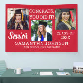 Red Abschluss 3 Foto Collage Glückwunschs Senior Banner (Messe)