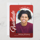 Red Abschluss 4 Foto Bold Arcskript Modern Ankündigung (Vorderseite)