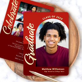 Red Abschluss 4 Foto Script Arch Party Real Gold Folieneinladung