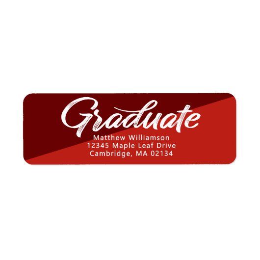 Red Abschluss Bold Script Simple Modern Address (Vorne)