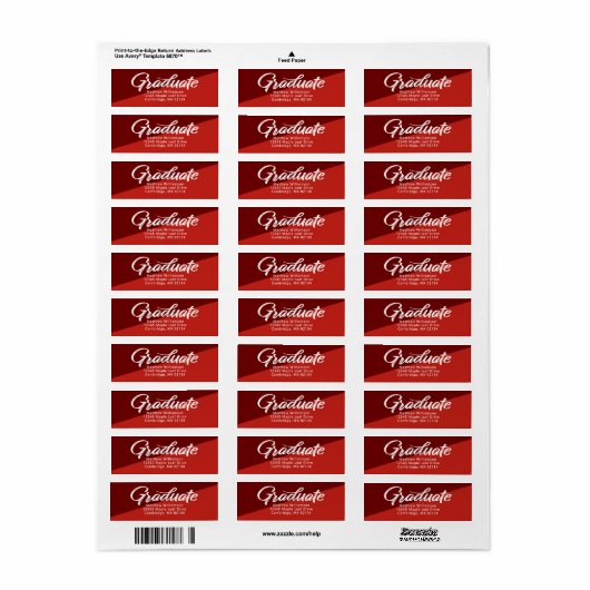 Red Abschluss Bold Script Simple Modern Address (Vorne)