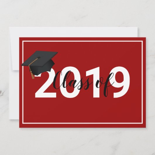 Red Abschluss Class of 2019 Simplistic Chic Einladung (Vorderseite)
