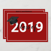Red Abschluss Class of 2019 Simplistic Chic Einladung (Vorne/Hinten)