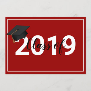 Red Abschluss Class of 2019 Simplistic Chic Einladung