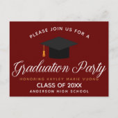 Red Abschluss Class of 2023 Custom School Party Postkarte (Vorderseite)