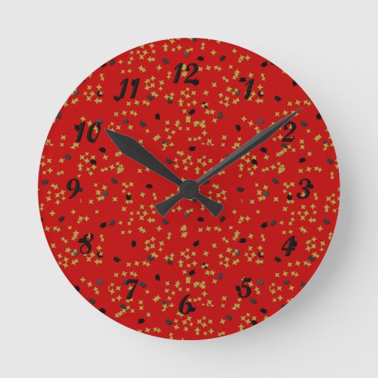 Red Abschluss Confetti Clock Runde Wanduhr (Vorderseite)