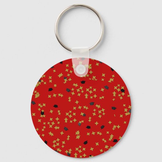 Red Abschluss Confetti Schlüsselanhänger (Vorderseite)