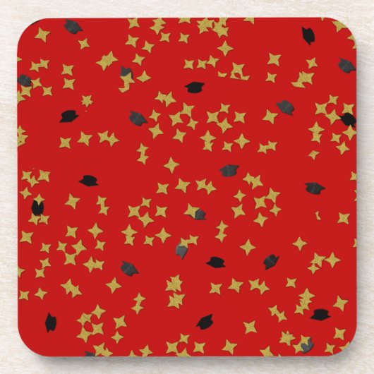Red Abschluss Confetti Untersetzer (Vorderseite)