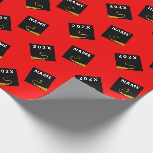 Red Abschluss Gift Wrapping Paper Geschenkpapier (Ecke)