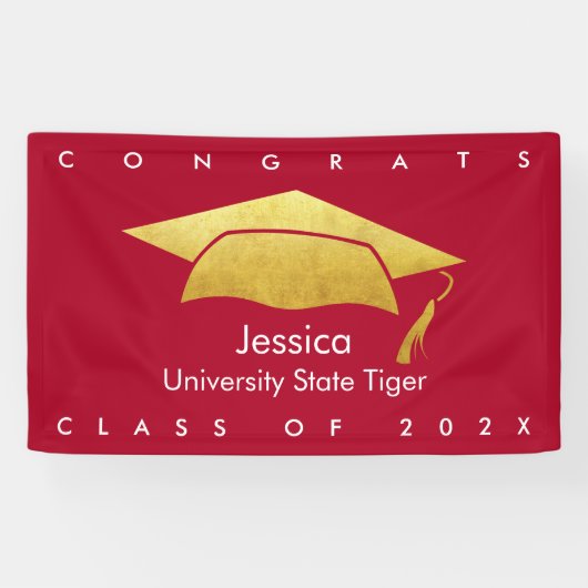 Red Abschluss Gold Cap Fett Modern Simple Graphic Banner (Horizontal)