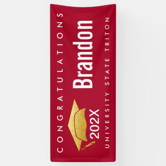 Red Abschluss Gold Cap Modernes, feines Grafisches Banner (Vertikal)