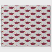 Red Abschlusses Caps auf Grau Geschenkpapier (Flach)