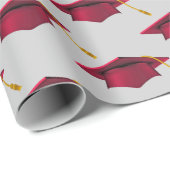 Red Abschlusses Caps auf Grau Geschenkpapier (Rolleneckpunkt)