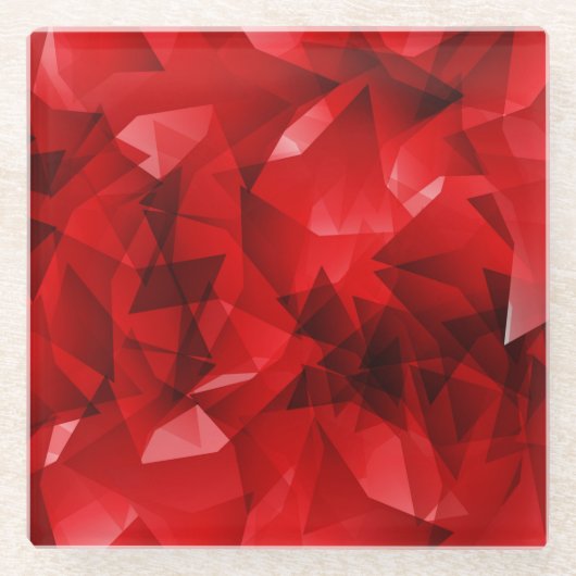 Red Abstract Geometric Design-51083 Glasuntersetzer (Vorderseite)