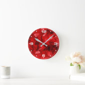 Red Abstract Geometric Design-51083 Runde Wanduhr (Zuhause)