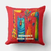 Red Abstract Safari Pals Kids Throw Pillow Kissen (Vorderseite)