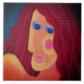 Red Abstrakt Digital Portrait of a Woman Fliese (Vorderseite)