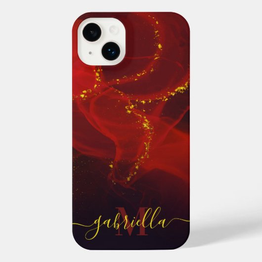 Red Abstrakt Gold Glitzer iPhone Hülle (Rückseite)