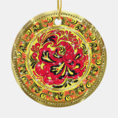 Red Abstrakt Phoenix Bird-Gold & Glitzern Keramikornament (Vorne)