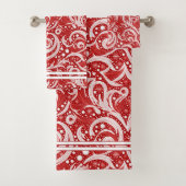 Red Abstrakt Snowflake Pattern#10 ID1009 Badhandtuch Set (Insitu)