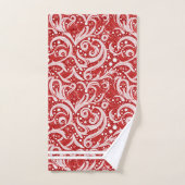 Red Abstrakt Snowflake Pattern#10 ID1009 Badhandtuch Set (Handtuch)