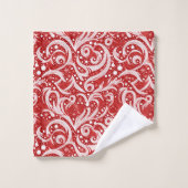 Red Abstrakt Snowflake Pattern#10 ID1009 Badhandtuch Set (Waschlappen)