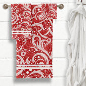 Red Abstrakt Snowflake Pattern#10 ID1009 Badhandtuch Set