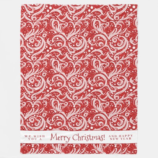 Red Abstrakt Snowflake Pattern#10 ID1009 Fleecedecke (Vorderseite)