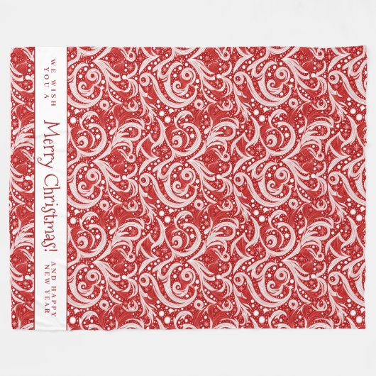 Red Abstrakt Snowflake Pattern#10 ID1009 Fleecedecke (Vorderseite (Horizontal))